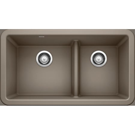 Blanco Ikon Silgranit 33" Apron-Front Farmhouse Kitchen Sink with Low Divide - Truffle 402329